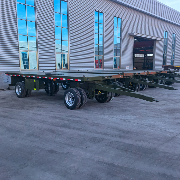 厂家制造 7米集装箱运输车 二轴抗载型平板半挂车 滚珠转盘全挂车