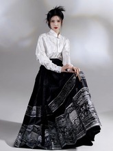 新中式国风宋制改良汉服女成人黑色马面裙套装日常2023新款早秋季