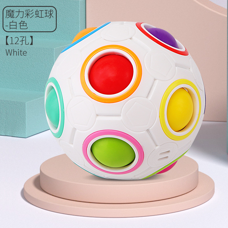 Cross-Border Magic Rainbow Ball Cube 12-Hole Decompression Intelligence Toy Press Fun Magic Pillow Children's Gift Wholesale