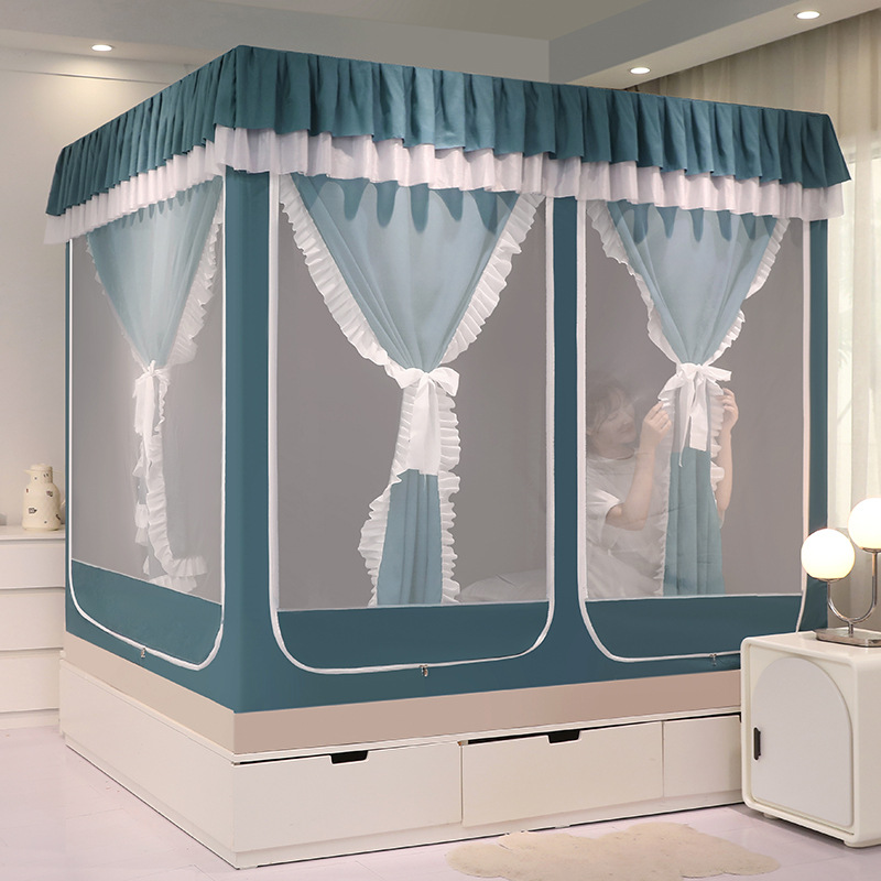 厂家直销带遮光布夏蚊帐家用儿童防摔拉链式坐床1.5m1.8米防宝宝