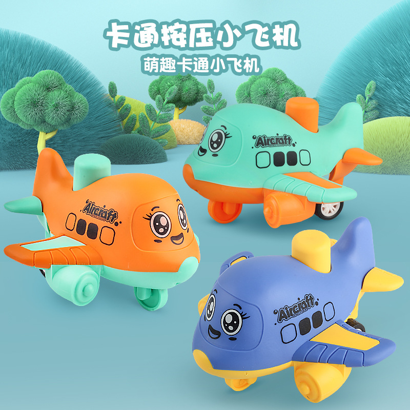 Cross-Border Puzzle Pressing Inertia Cartoon Funny Aircraft Spacecraft Toy Car Stall Children Kindergarten Gifts Wholesale