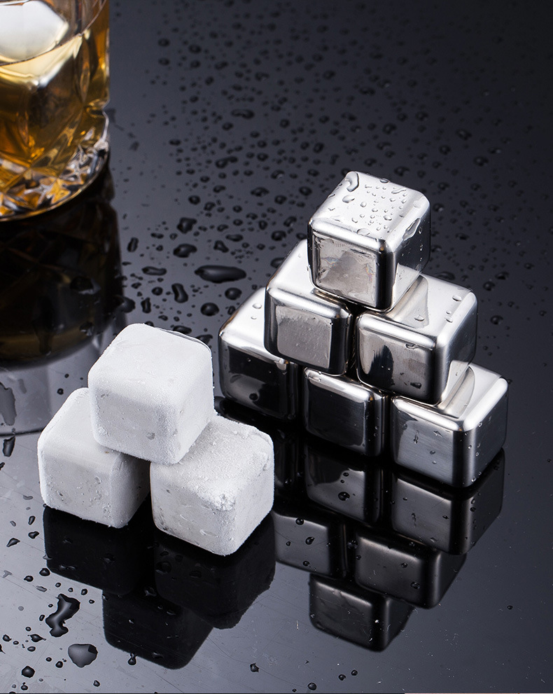 304不锈钢冰块酒吧酒具用品冰酒石创意金属速冻方形冰粒