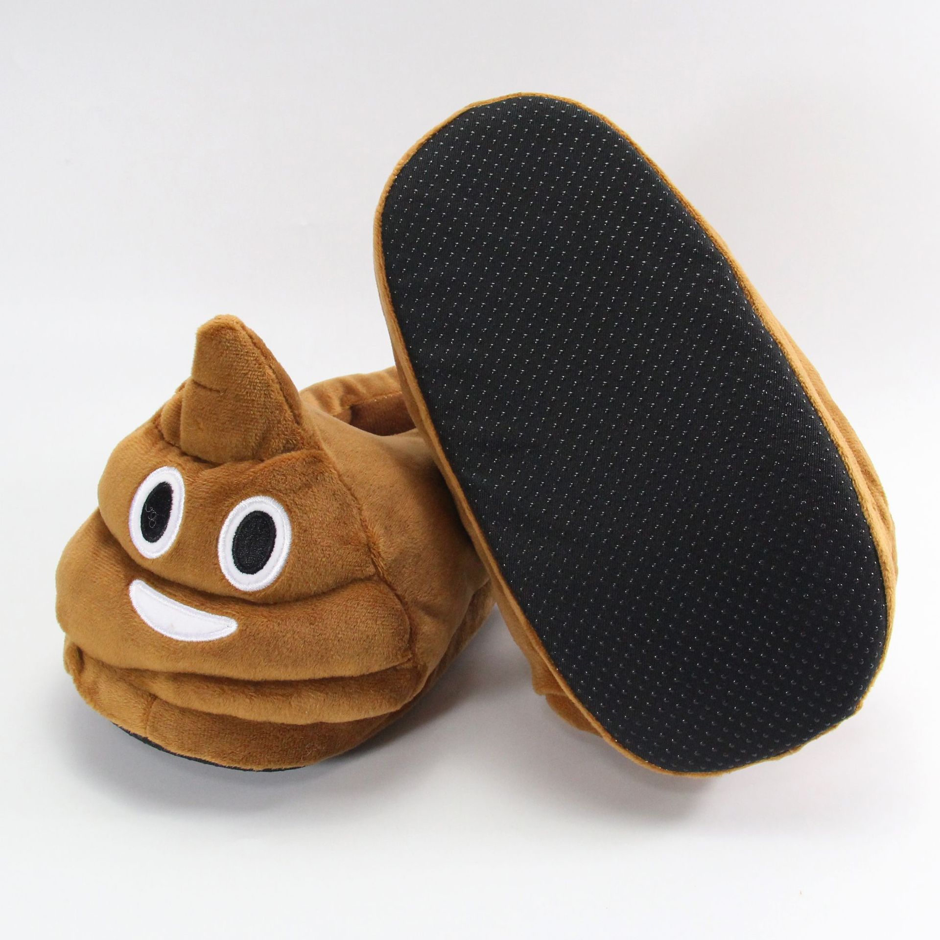冬季新品 可爱滑稽表情包大便毛绒棉拖鞋搞笑创意包跟女生月子鞋