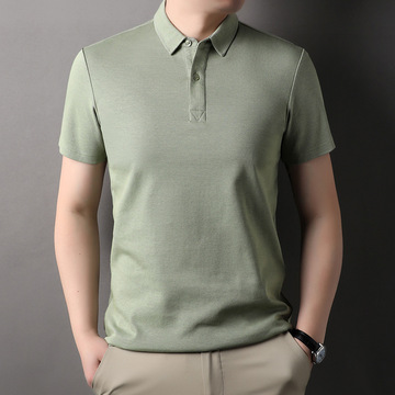yingao重磅纯色棉polo衫男士夏季新款休闲男中年商务翻领短袖男装