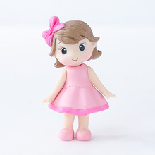 女孩生日礼物玩具pvc立体玩偶粉色蝴蝶结粉裙女孩立体摆件