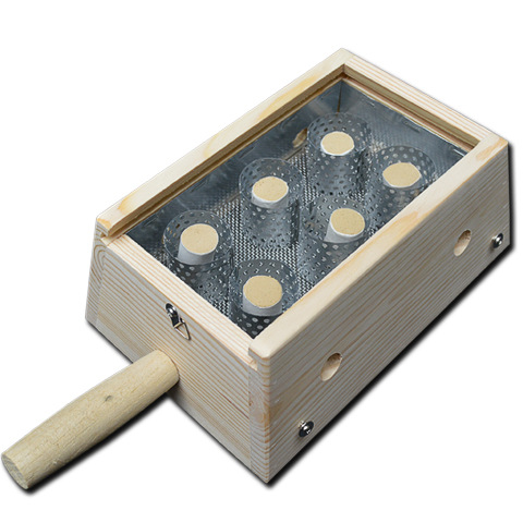 实木制艾灸盒6柱针插六孔温灸仪器腰腹背宫寒八髎艾炙器全身