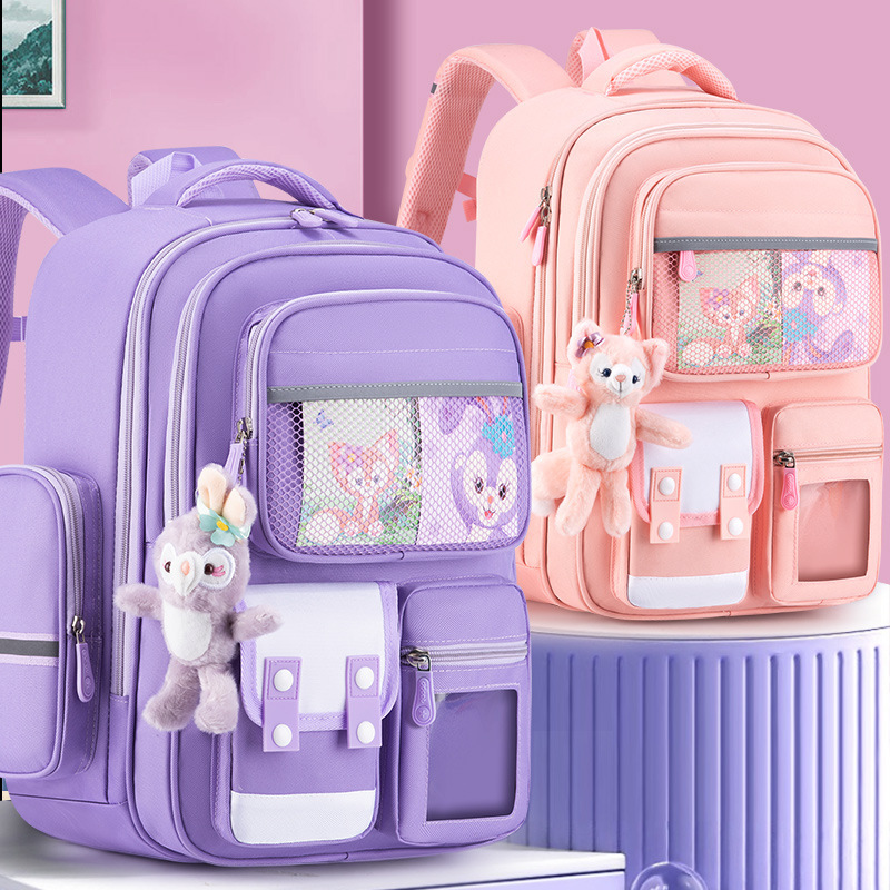 2023 New Primary School Student Schoolbag Spine Protection Burden Reduction Grade One Two Three to Six Children's Schoolbag Waterproof Backpack