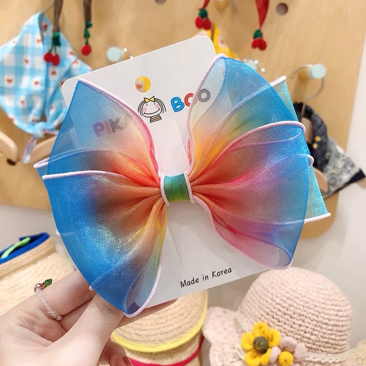 韩国儿童发夹幻彩丝带蝴蝶结头饰发夹夏天女童超仙气质头饰发卡子