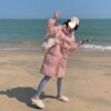 韩版中长款收腰羽绒棉服女2022年新款冬季加厚长款宽松连帽外套女