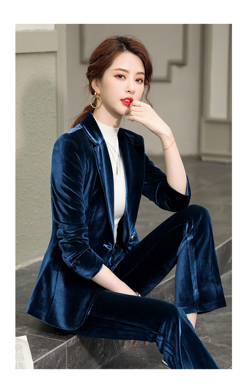 金丝绒西装外套女2020秋冬职业时尚气质上衣垂感丝绒职场西服套装