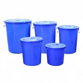 带盖塑料水桶白色圆桶塑胶储水桶家用圆形大桶食品级腌菜桶带铁把