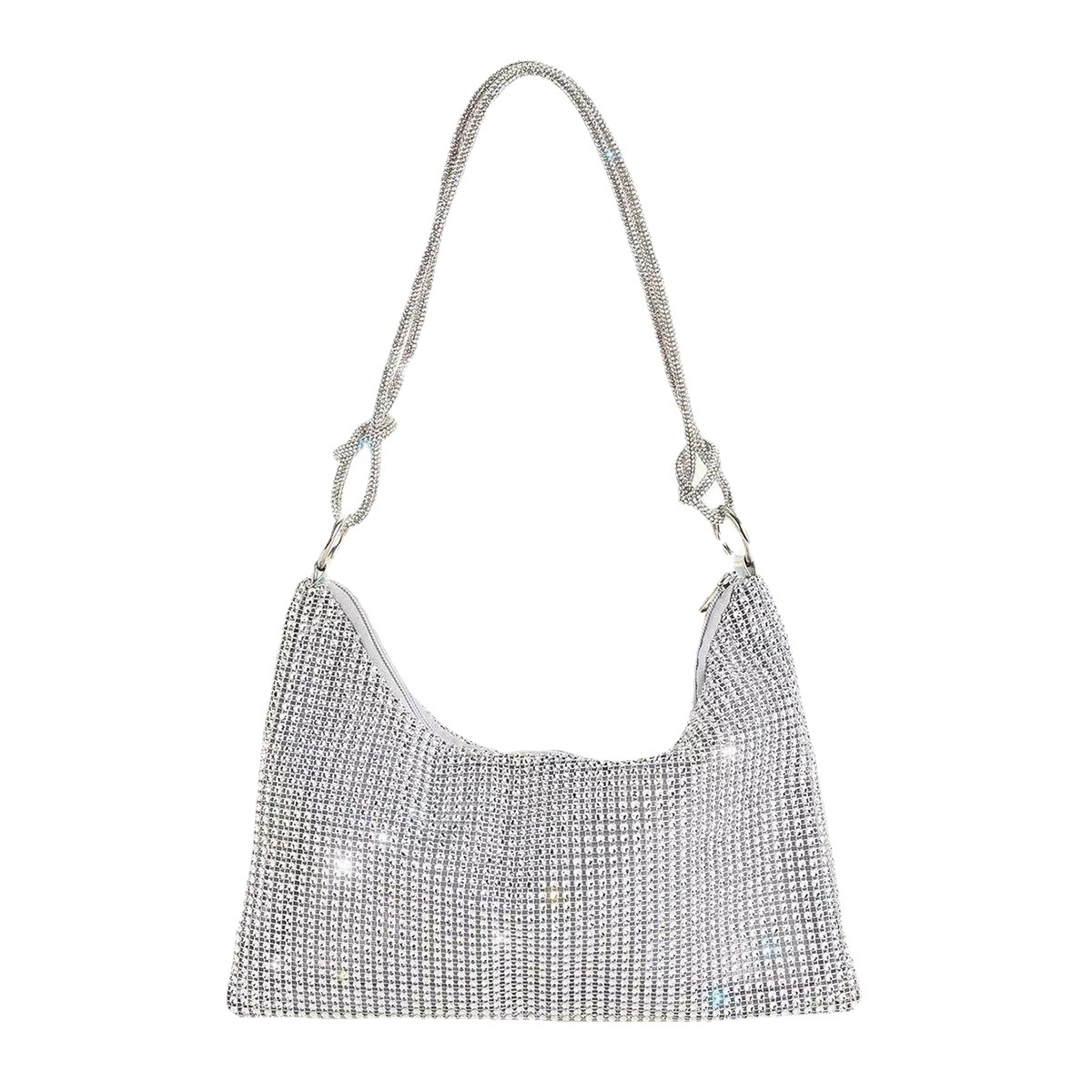 New Europe and America Cross Border Imitation Net Rhinestone Knotted Underarm Bag Diamond-Embedded Trendy Niche Shoulder Dinner Bag Shoulder Bag