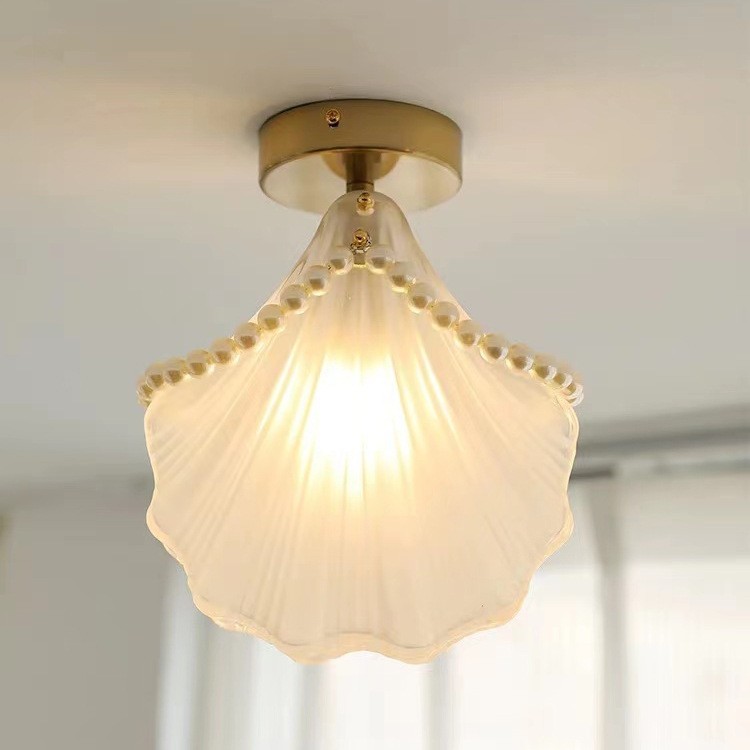 贝壳灯珍珠中古法式小吊灯网红设计水晶玻璃艺术造型卧室床头灯饰