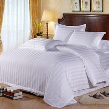 Z655宾馆被套 全棉布草酒店床上用品纯棉加密民宿旅馆缎条纯白色