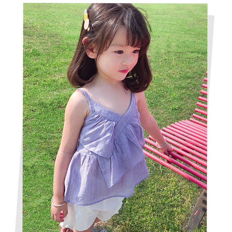 女童夏装套装2020新款洋气儿童网红宝宝小女孩吊带背心短裤吊带潮