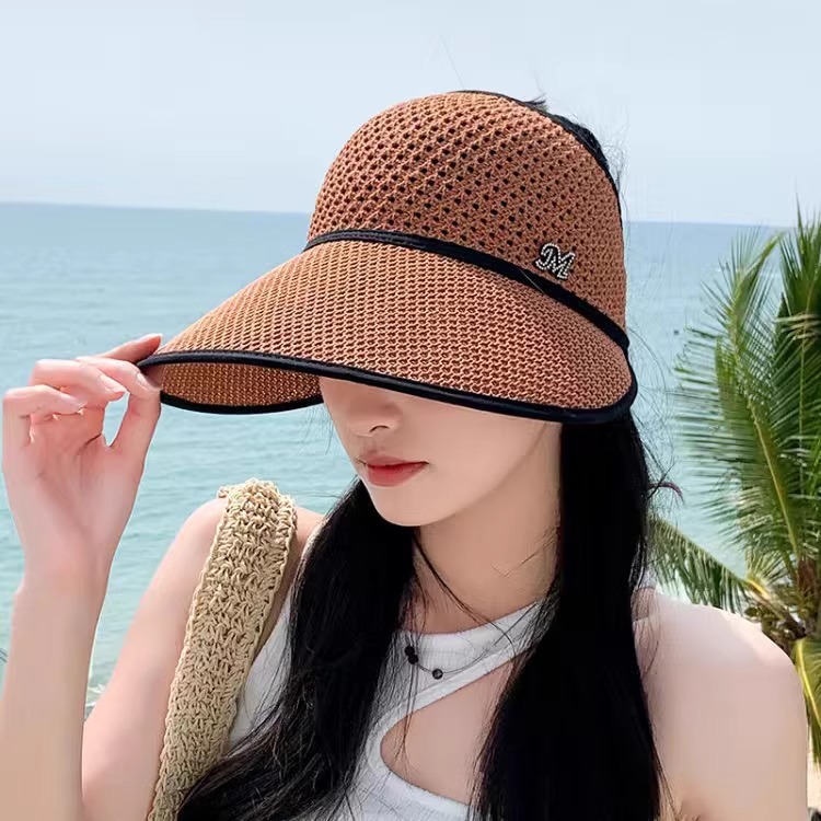 Summer Middle-Aged and Elderly People's Hats Lady Mom Sun Hat Face Cover Sun-Proof Breathable Thin Big Brim Air Top Hat