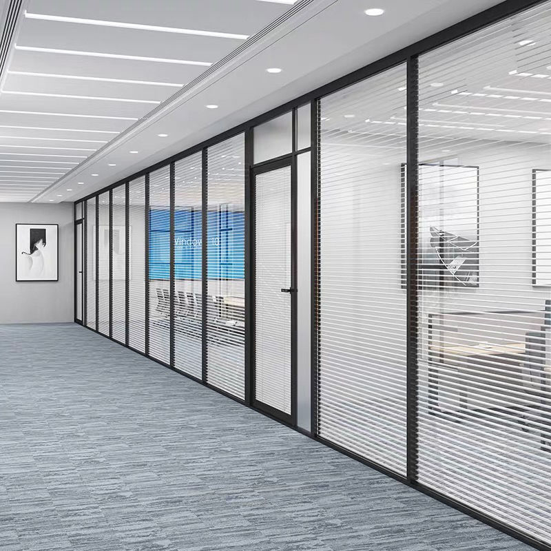 玻璃隔断墙广东办公室双层钢化玻璃百叶隔断铝合金高隔断玻璃隔墙