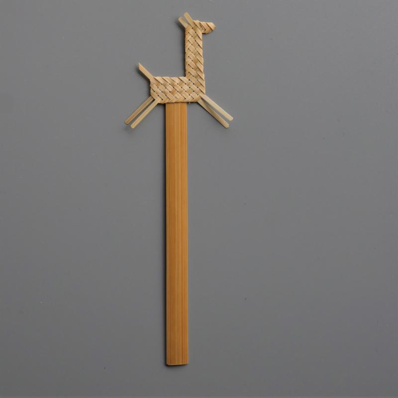 小宽竹工竹编书签礼兔爷麋鹿腊肠狗绿草泥马可爱动物造型手工非遗