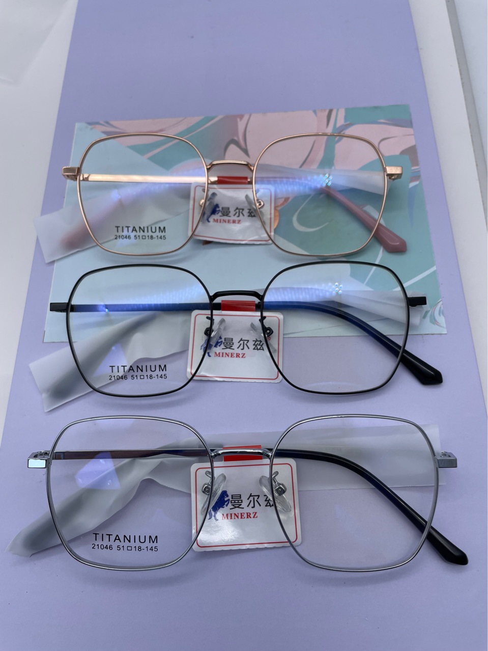 三木夏蒙金属复古多边形纯钛近视大框眼镜架眼镜框超轻纯钛