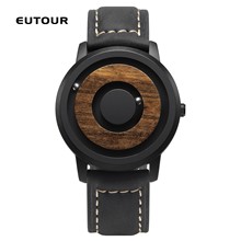 新款木质表盘简约磁力钢珠时尚概念手表平行钢珠托抖音卖手表