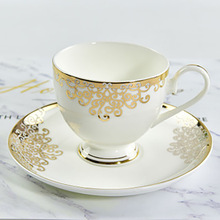 厂家批发骨质瓷咖啡杯碟套装 欧式美式办公室接待陶瓷描金茶水杯