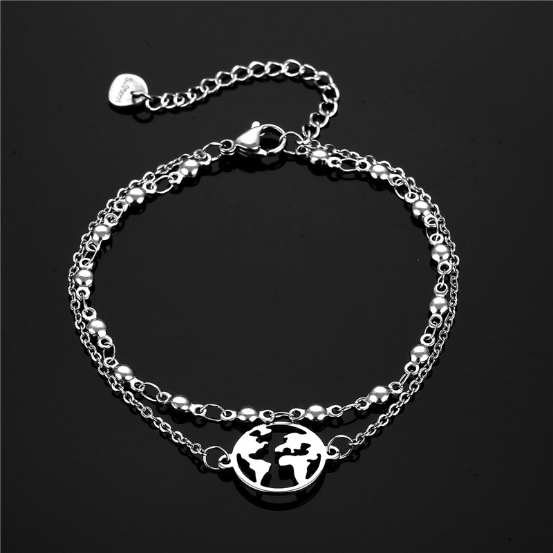 South America New Products Ornaments Stainless Steel Creative Bracelet World Map Bracelet Female New Personality Simple Bracelet Wholesale
