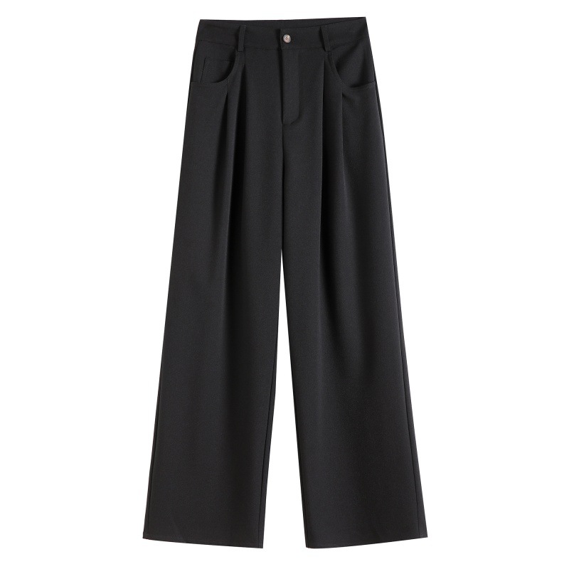 2023 Winter New Fleece-Lined Thickened Suit Pants High Waist Narrow Wide Leg Pants Straight Mopping Pants Women Real Shot Spot