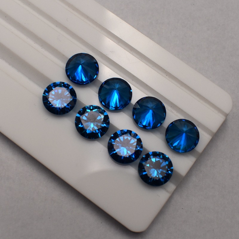 散珠瑞士蓝圆钻深海蓝宝石 深瑞士蓝托帕宝石裸石 镶嵌diy饰品