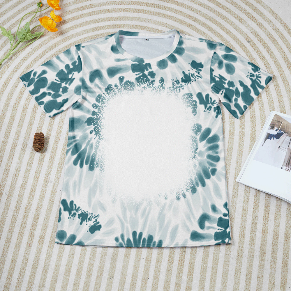 Tie-Dyed T-shirt Conch Circle Pattern Top Sublimation Loose Design Short Sleeve round Neck Parent-Child Wear Ins Fashion