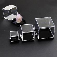 水晶展示架天然石矿物标本收纳盒亚克力猫矿盒子支架四方形盒跨境