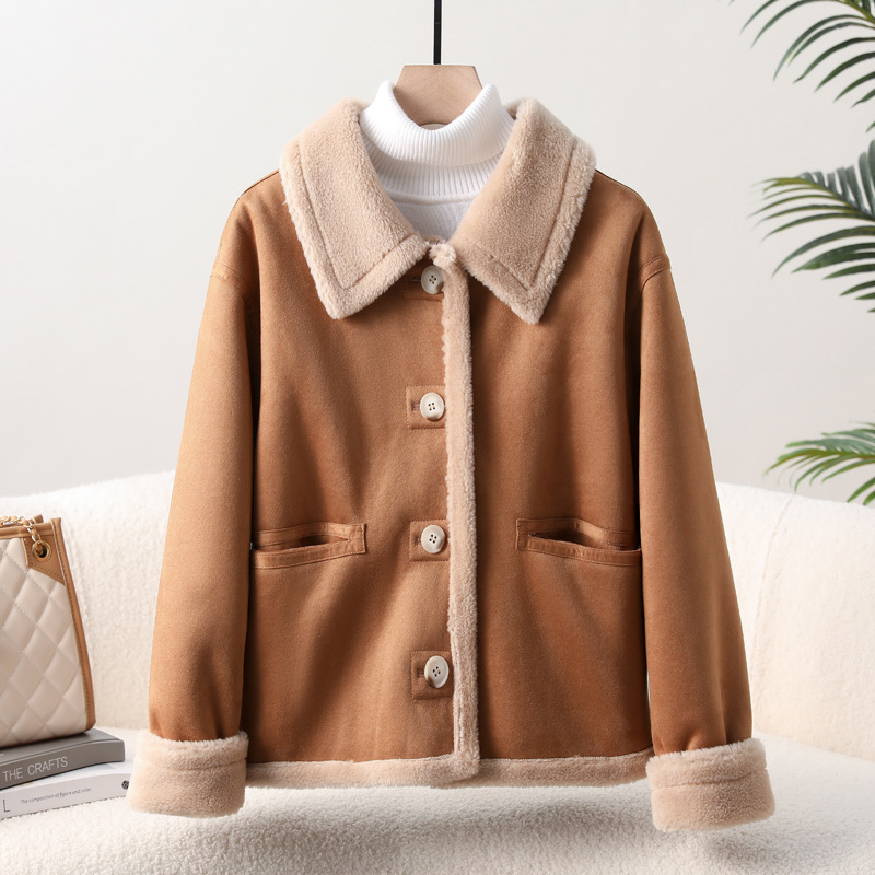 美拉德澳洲羊羔毛皮草外套短款年轻小个子羊剪绒皮毛一体大衣女冬