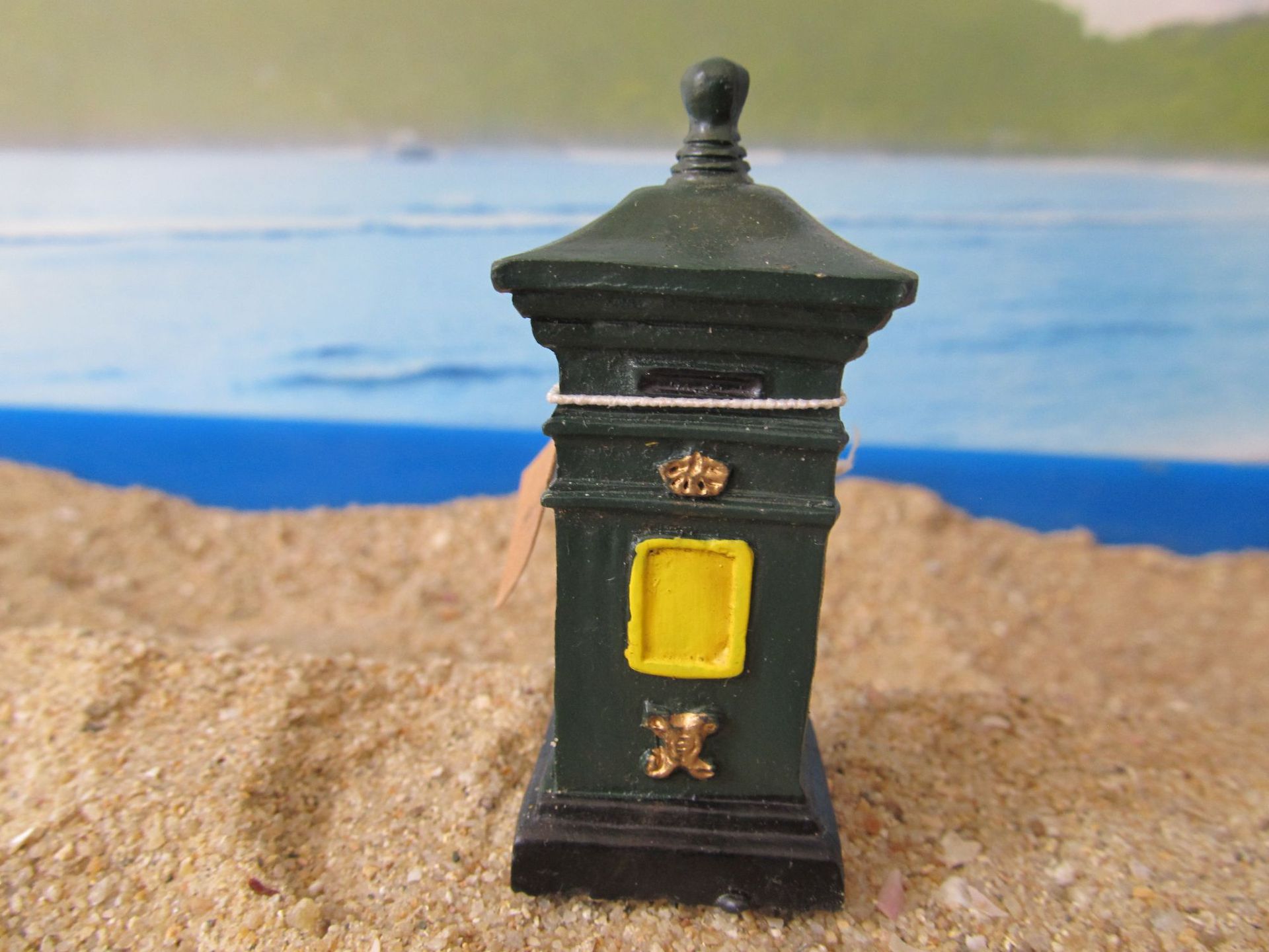 心理沙盘沙具建筑箱庭方形邮筒绿色an2e08库存批发15542