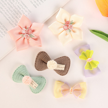 现货爆款 清新毛球蝴蝶结玫瑰花 儿童发卡发箍服装装饰辅料配件