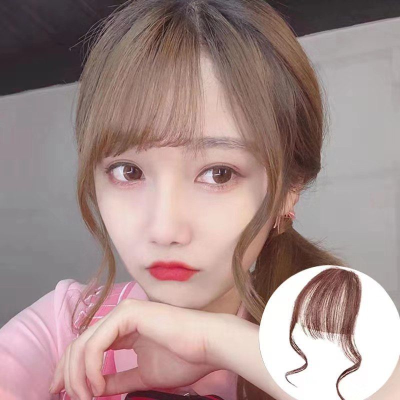 龙须空气刘海网红真发假发片女自然气质修脸两侧加长鬓角刘海假发