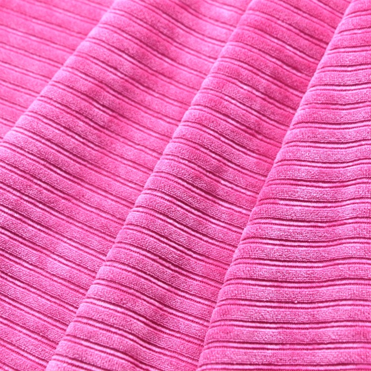 涤氨纶7x2抽条天鹅绒弹力坑条灯芯绒布横抽条仿棉绒天鹅绒布面料