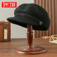 布塔秋冬季帽子女士英伦骑士帽纯羊毛呢帽定型帽优雅马术帽PT1331