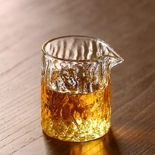 树皮纹玻璃公道杯 锤目纹果汁饮料杯 家用高硼硅玻璃茶具酒杯水杯