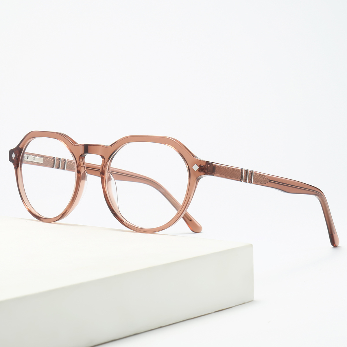 板材眼镜框日系文艺复古米钉黑框近视眼镜框装饰平光眼镜男女