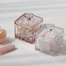 水晶玻璃棉签化妆棉收纳盒牙线棉棒杂物盒 首饰品罐精致精致