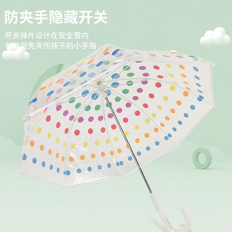 Cute Hand Open Arch Transparent Umbrella Smile Sunflower Children's Umbrella Boy and Girl Baby Umbrella Children Long Handle Transparent Umbrella