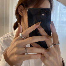 韩国爱心链条交叉指环戒指女网红时尚个性潮设计食指戒子