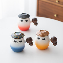 熊猫陶瓷办公杯个人家用办公室喝茶杯带过滤礼盒公司企业制定logo