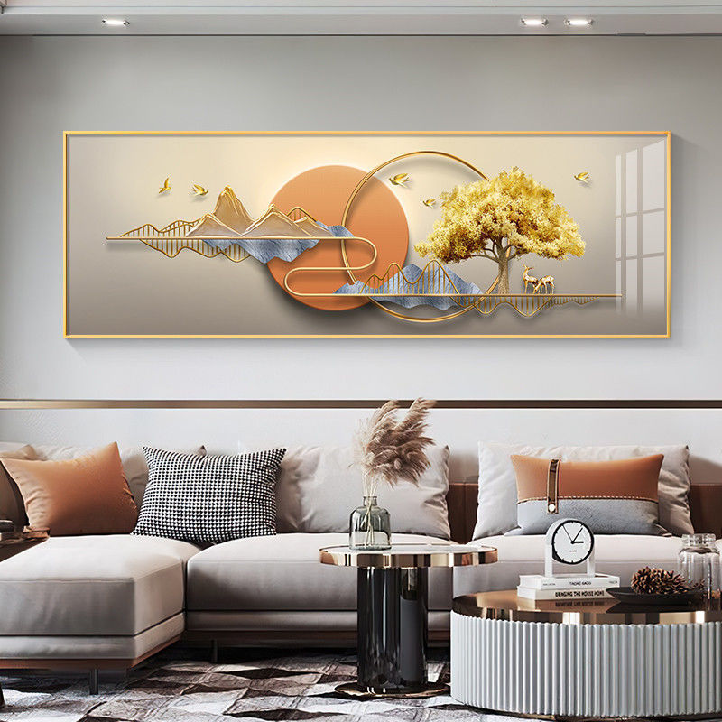 高端客餐厅画福禄双客厅装饰画沙发背景墙简约单幅壁画轻奢餐厅