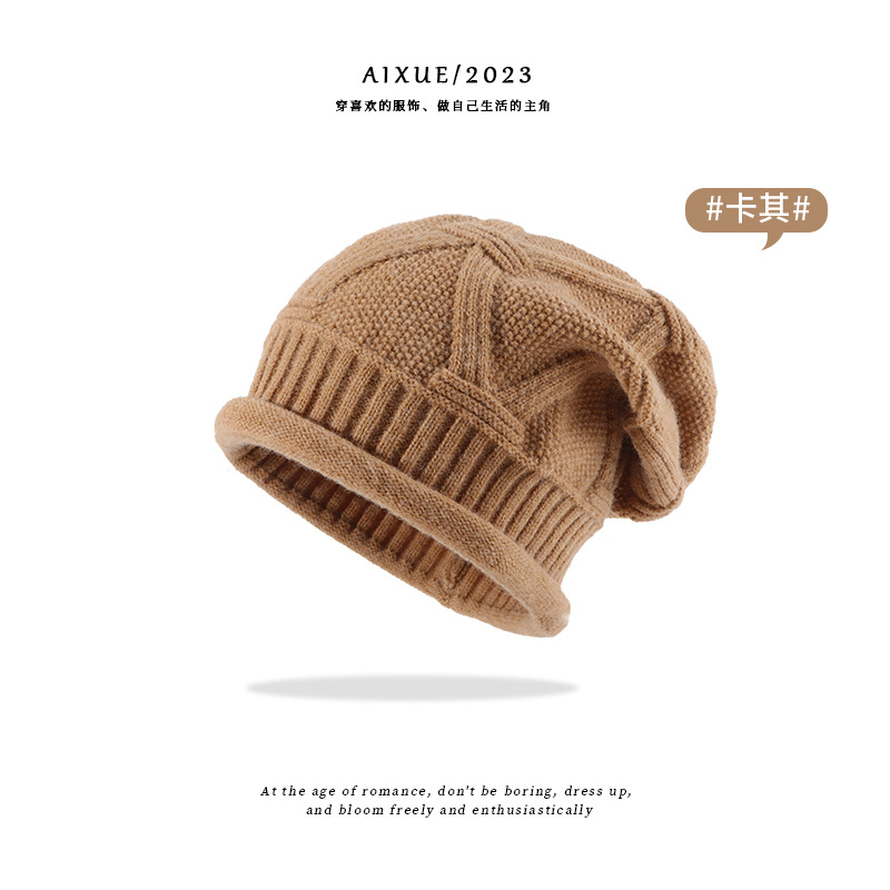 Foreign Trade New Warm Male and Female Stripes Wool Knitted European and American Hat Pullover Bucket Hat Hiphop Pile Heap Cap Female