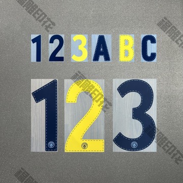 现货英超曼城欧冠杯赛字体印号热转印球衣号码热转印烫画球衣号码