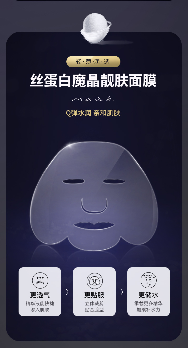 新品韩伦美羽丝蛋白魔晶亮肤面膜补水抗皱免洗胶原蛋白水晶面膜
