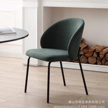 2024新款甲壳虫餐椅家用现代简约棉麻布全包软垫设计高级感靠背椅