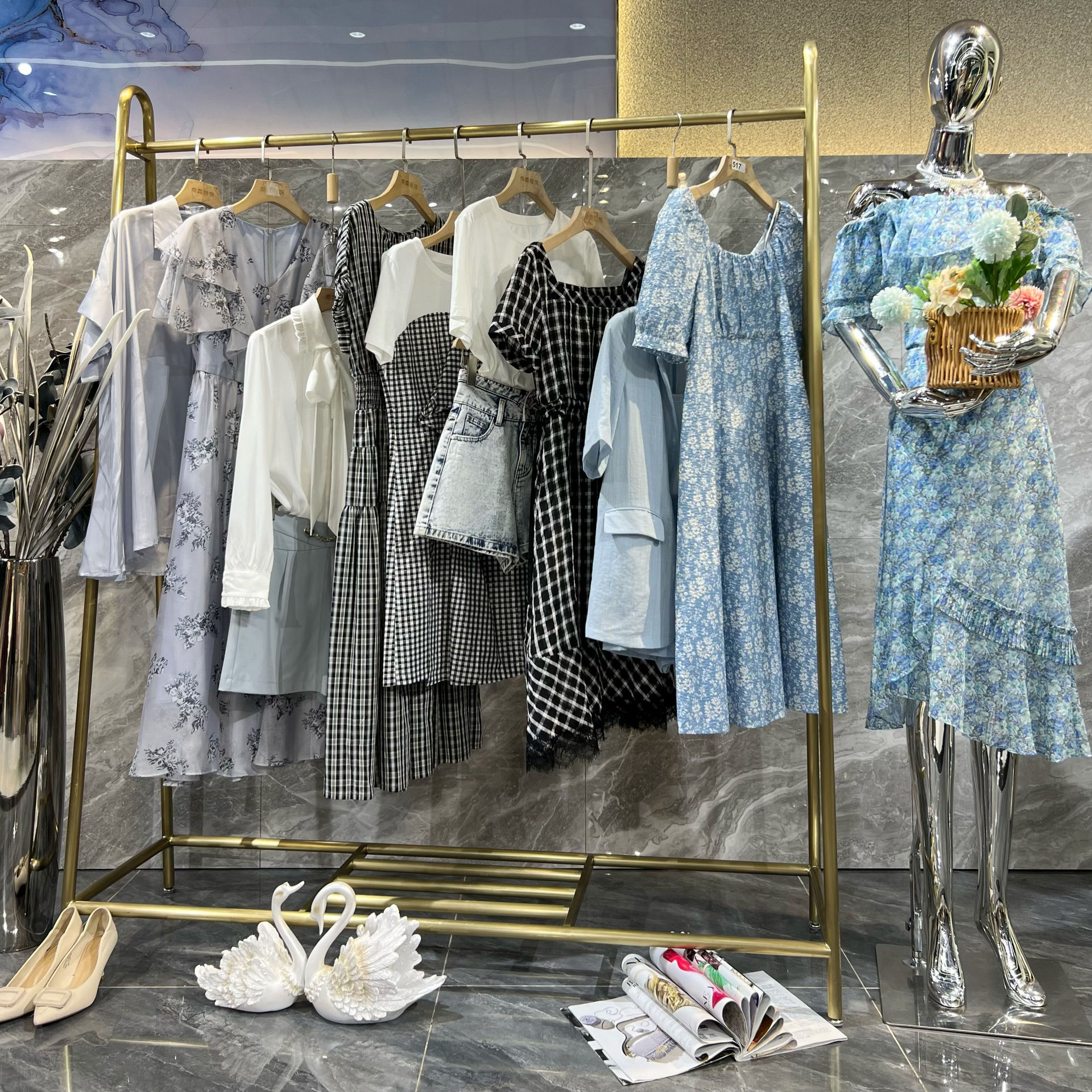 衣香丽影夏季新品连衣裙专柜撤柜品牌折扣女装实体直播走份货源