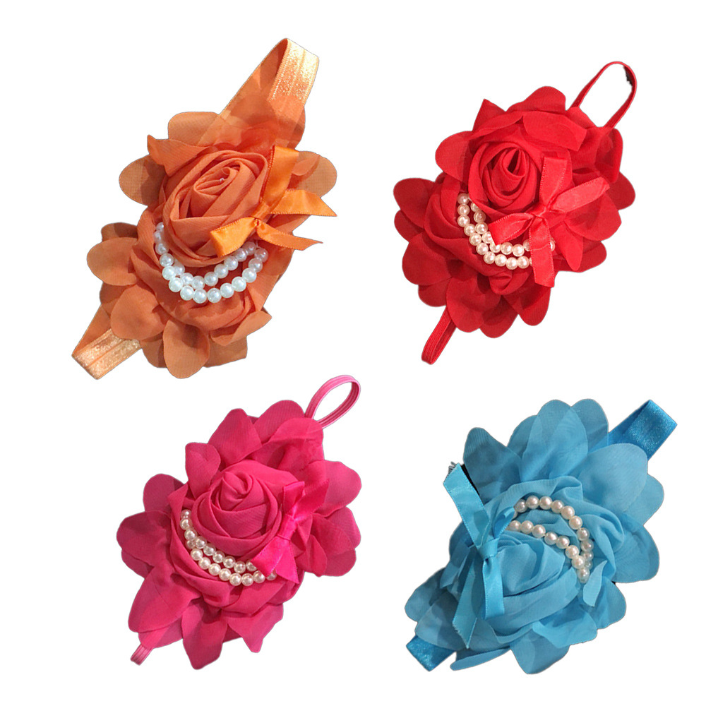 亚马逊热卖新款宝宝头花 针织雪纺头带 婴儿拍照头饰发箍婴儿发带