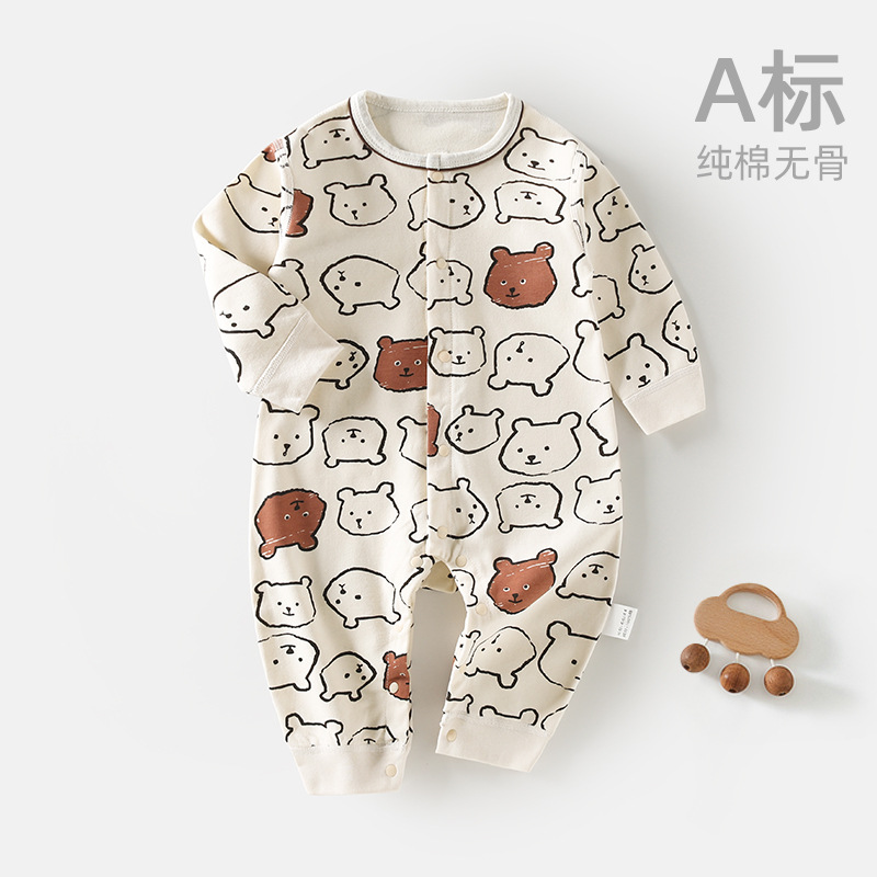 Baby Jumpsuit Spring Pure Cotton Class a Baby Boy and Girl Rompers Pajamas Newborn Clothes for One Month Old Baby Clothes